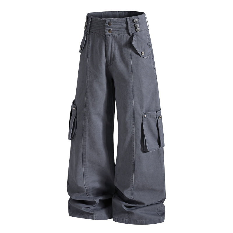 Yiaknis Grey and Brown Wide-Leg Cargo Trousers – photo 6