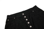 Yiaknis Wide-Leg Cropped Denim Trousers, Button Placket, Black – photo 6