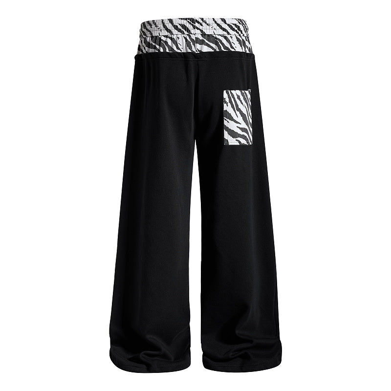 Yiaknis Wide-Leg Sweatpants, Star Print, Black and Light Grey