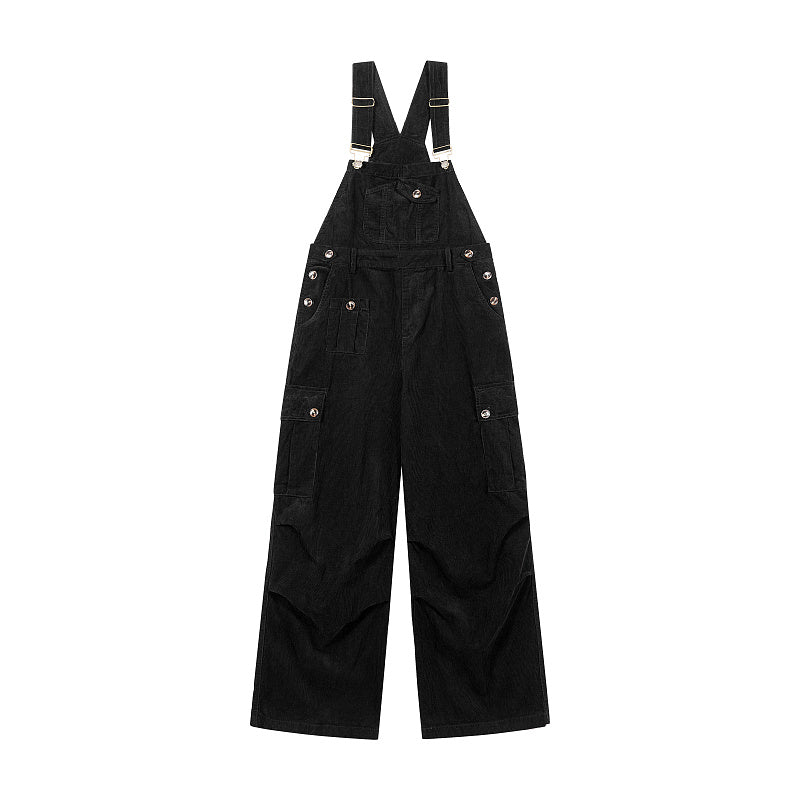 Yiaknis Corduroy Overalls with Adjustable Straps - Army Green, Black
