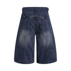 Yiaknis Wide-Leg Cropped Denim Trousers, Button Fly, Blue and Khaki – photo 6
