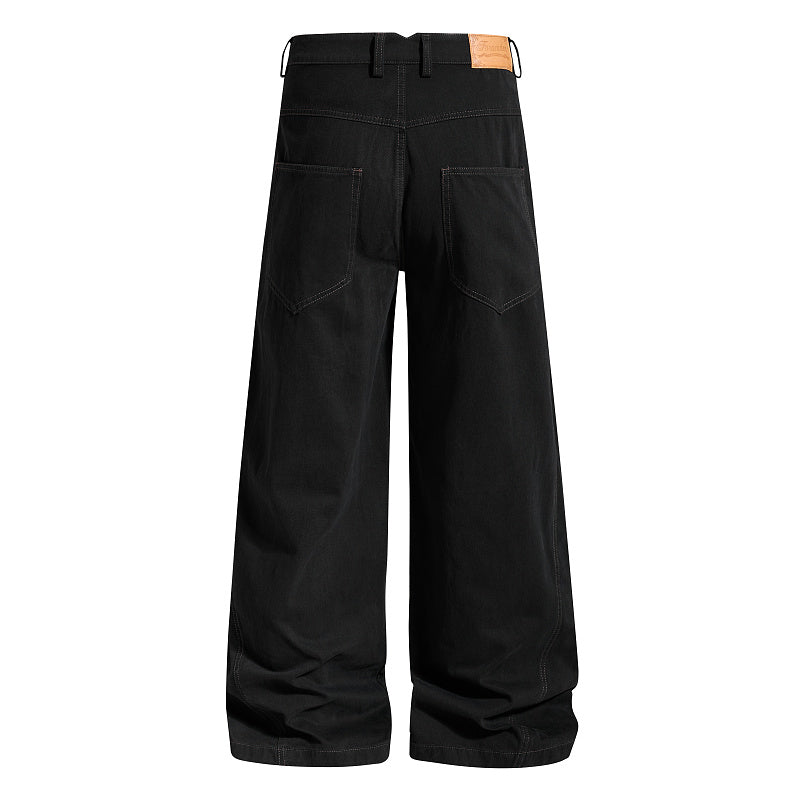 Yiaknis Wide-Leg Trousers with Rope Front Lacing, Black and Beige – photo 6