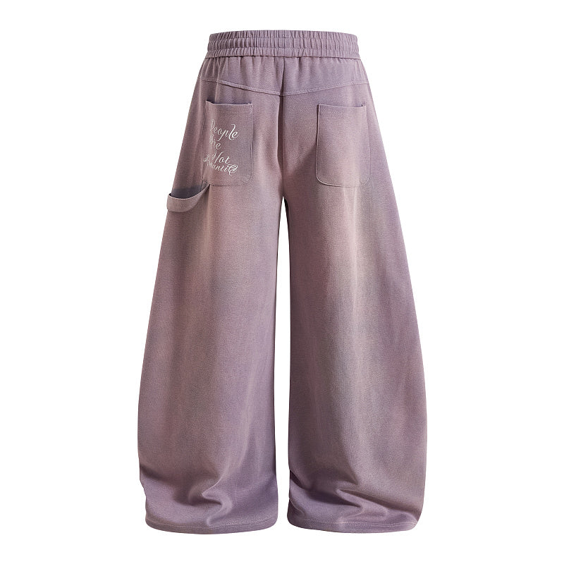 Yiaknis Wide-Leg Sweatpants, Letter Print, Light Purple and Black