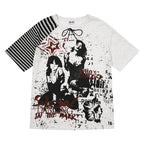Yiaknis Graphic Raglan T-Shirt, Lace-Up Neck, Grey and White – photo 6