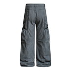 Yiaknis Wide-Leg Cargo Trousers with Mesh Pocket, Dark Grey and Blue – photo 6