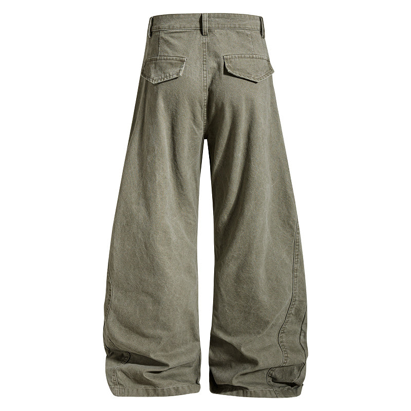 Yiaknis Wide-Leg Trousers with Button Fly and Flap Pockets, Khaki and Black – photo 6