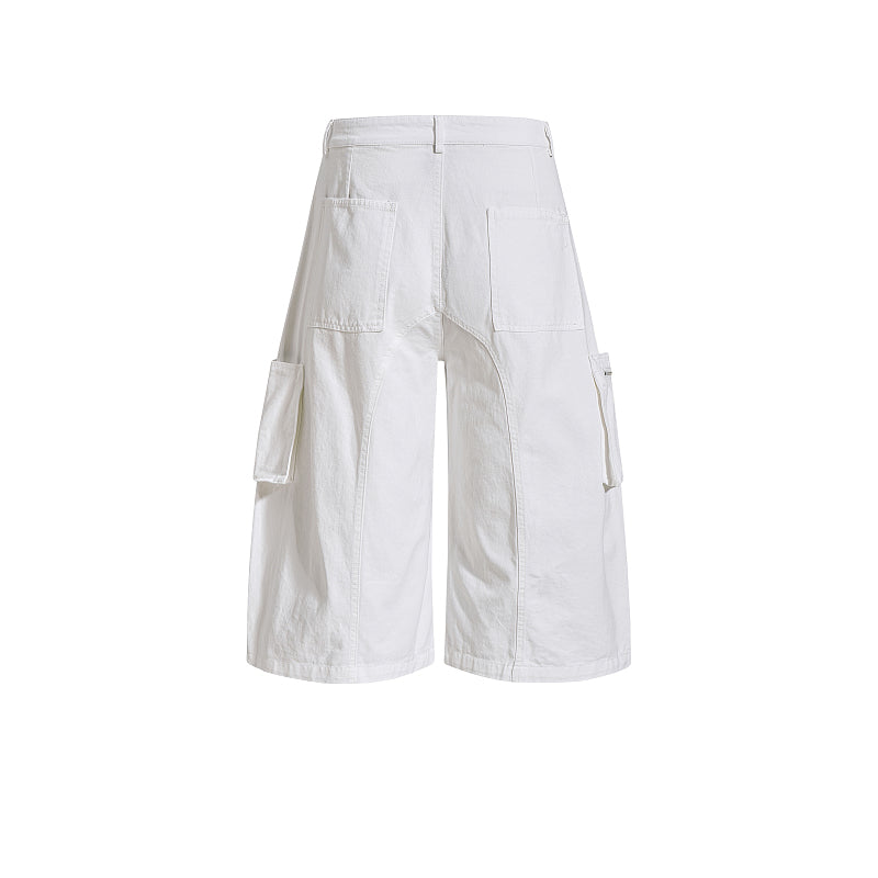 Yiaknis Wide-Leg Cropped Cargo Trousers, Lace-Up Legs, Off White and Black – photo 6
