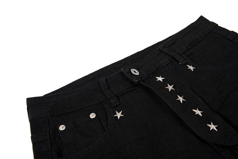 Yiaknis Flared Trousers with Star Studs on Fly Placket, Black – photo 6