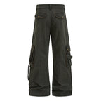 Yiaknis Wide-Leg Cargo Trousers, Pocket Straps, Dark Green and Khaki – photo 6