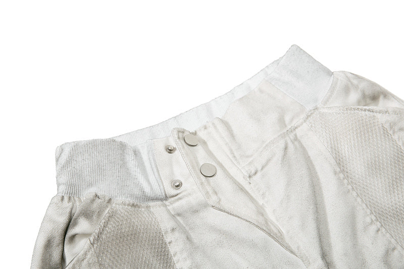 Yiaknis Wide-Leg Cropped Denim Trousers, Mesh Panels, Grey and White – photo 6