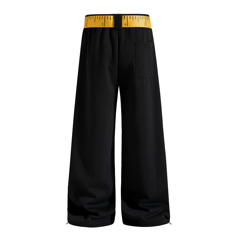 Yiaknis Wide-Leg Sweatpants, Colourful Buttons, Black and Light Grey