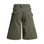 Yiaknis Wide-Leg Cropped Cargo Trousers, Button Fly, Green and Khaki – photo 6