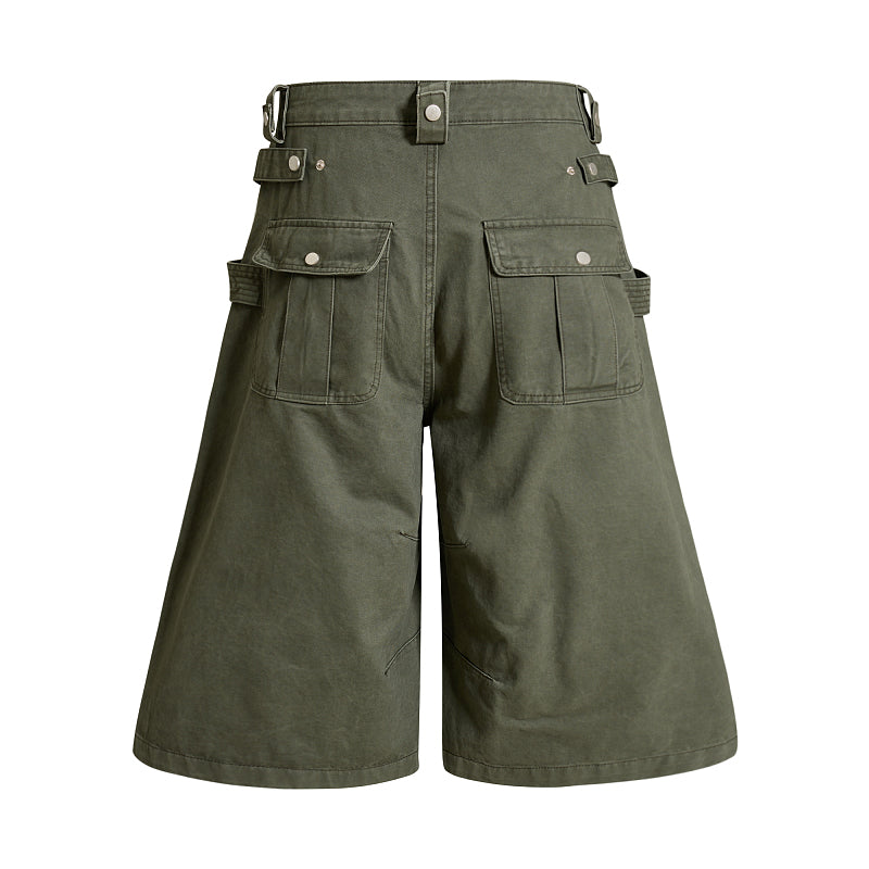 Yiaknis Wide-Leg Cropped Cargo Trousers, Button Fly, Green and Khaki – photo 6