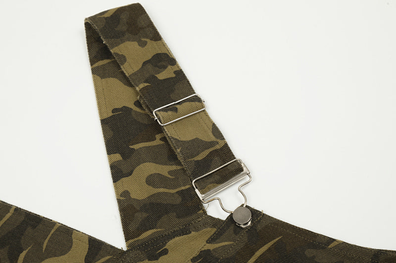 Yiaknis Camouflage Wide-Leg Overalls with Adjustable Straps