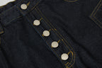 Yiaknis Wide-Leg Cropped Denim Trousers, Button Fly, Black – photo 6