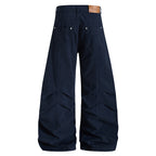 Yiaknis Wide-Leg Trousers with Diagonal Leg Seams, Navy and Dark Grey – photo 6