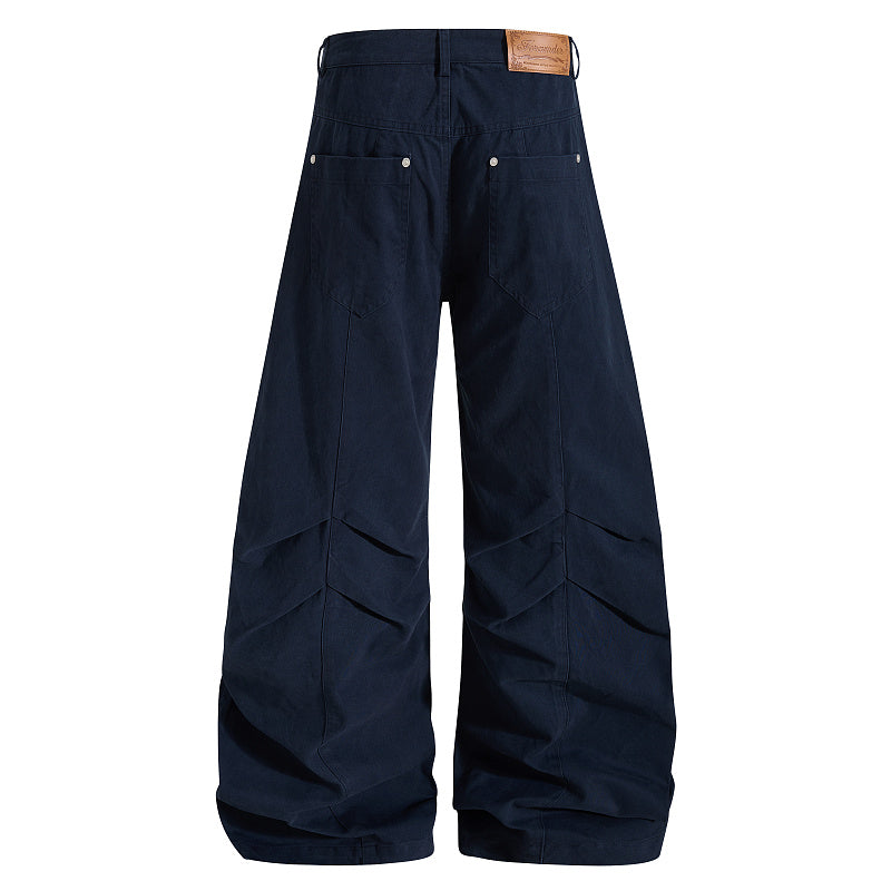 Yiaknis Wide-Leg Trousers with Diagonal Leg Seams, Navy and Dark Grey – photo 6