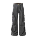 Yiaknis Wide-Leg Cargo Trousers with Flap Pockets, Khaki and Dark Grey – photo 6
