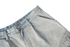 Yiaknis Light Blue Wide-Leg Denim Cargo Capri Pants – photo 6