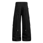 Yiaknis Wide-Leg Cargo Trousers, D-Ring Pockets, Black and Dark Green – photo 6