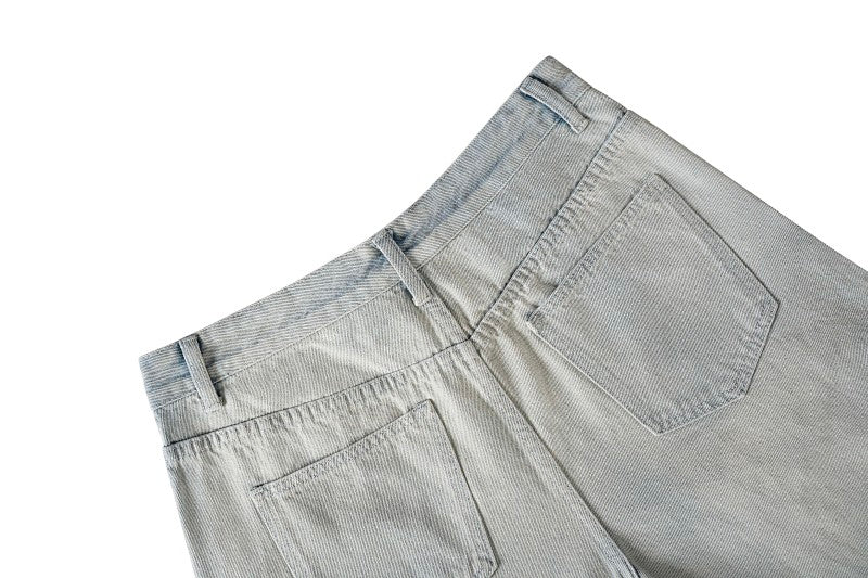 Yiaknis Light Blue Wide-Leg Denim Cargo Capri Pants – photo 7