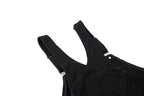 Yiaknis Wide-Leg Denim Overalls, Bib and Cargo Pockets, Dark Blue and Black – photo 7