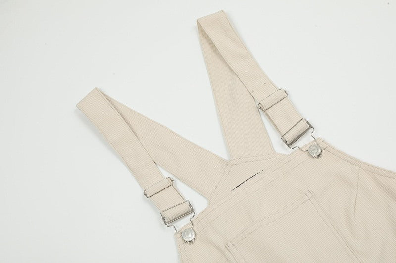 Yiaknis Wide-Leg Overalls with Crossed Back Straps - Dusty Pink, Cream