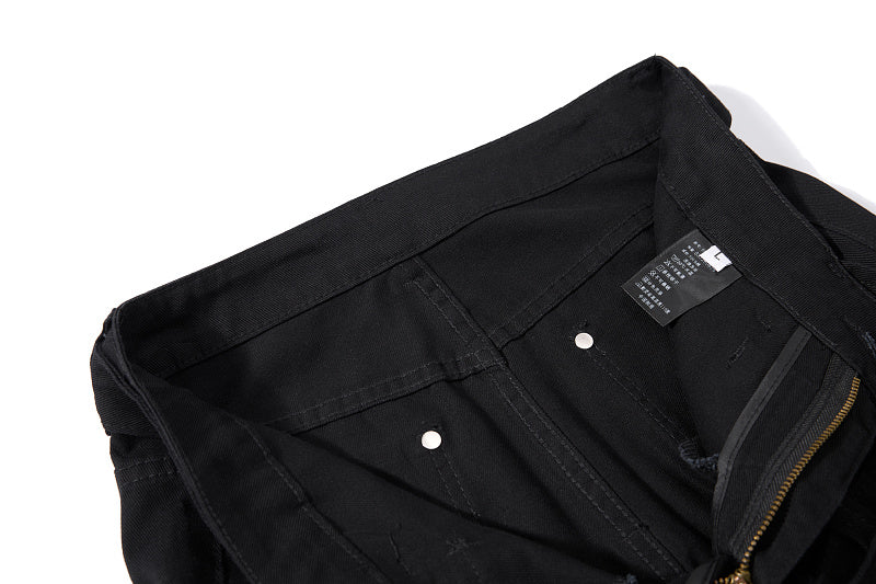 Yiaknis Black Flared Jeans with Buckle Leg Straps