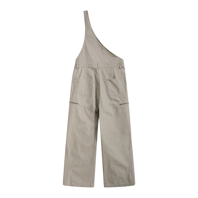 Yiaknis Wide-Leg Overalls with Zip Pockets - Grey Green, Light Beige