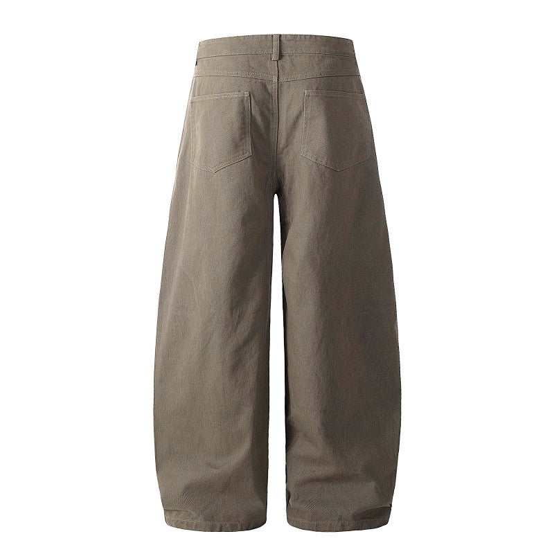 Yiaknis Wide-Leg Trousers with Button Fly and Side Pockets, Khaki and Black – photo 7