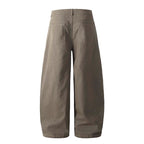 Yiaknis Wide-Leg Trousers with Button Fly and Side Pockets, Khaki and Black – photo 7