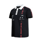 Yiaknis Men's Black and White Polo Shirt, Red Stripe – photo 7