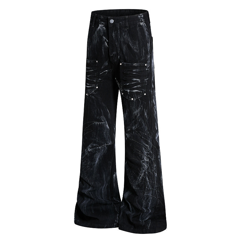 Yiaknis Flared Trousers with Washed Finish, Black and Light Grey – photo 7