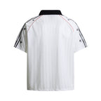 Yiaknis Men's Black and White V-Neck Polo Shirt, Script and Flag Print – photo 7