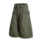 Yiaknis Wide-Leg Cropped Cargo Trousers, Button Fly, Green and Khaki – photo 7