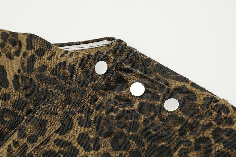 Yiaknis Leopard Print Overalls with Brown Straps