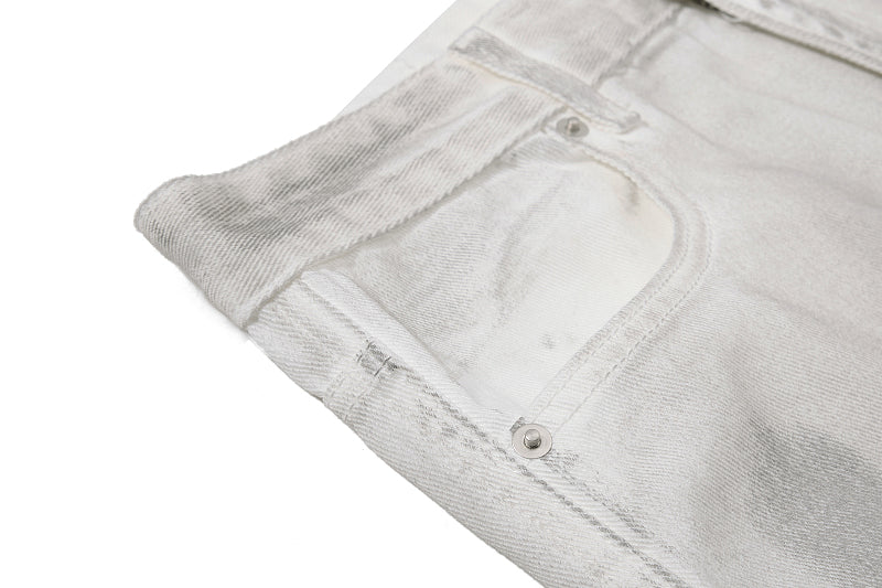 Yiaknis Wide-Leg Cropped Denim Trousers, Front Patch Pockets, White – photo 7