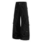 Yiaknis Wide-Leg Cargo Trousers, D-Ring Pockets, Black and Dark Green – photo 7