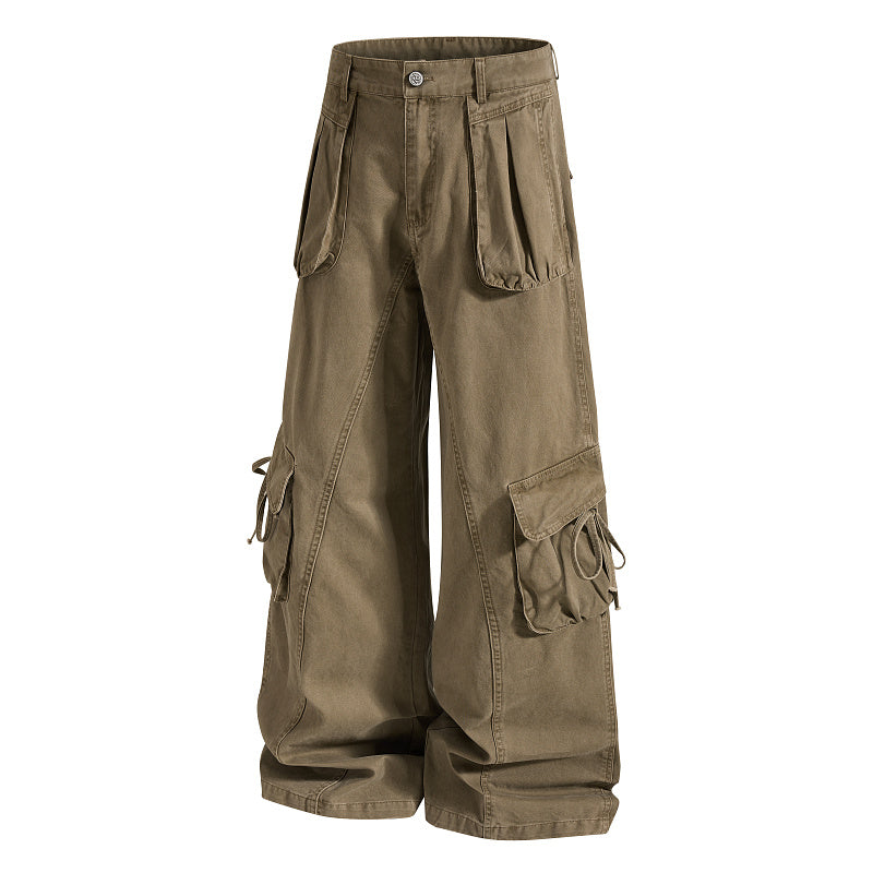 Yiaknis Cargo Trousers, Drawstring Pockets, Khaki and Dark Grey – photo 7