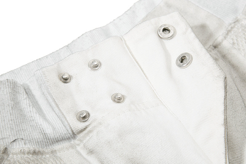 Yiaknis Wide-Leg Cropped Denim Trousers, Mesh Panels, Grey and White – photo 7