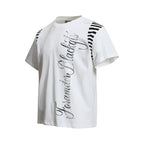 Yiaknis T-Shirt, Rhinestone Script Print, White and Black – photo 7