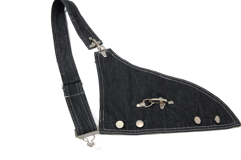 Yiaknis Black Denim Overalls with Toggle Fastening - Black Denim
