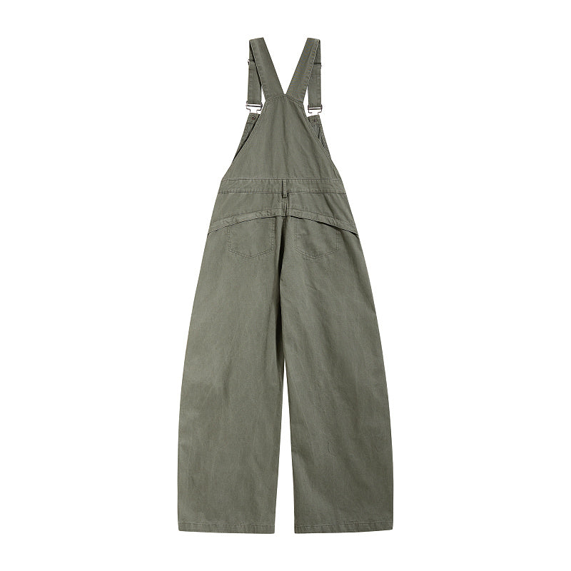 Yiaknis Curved-Leg Overalls with Button Sides - Beige, Army Green