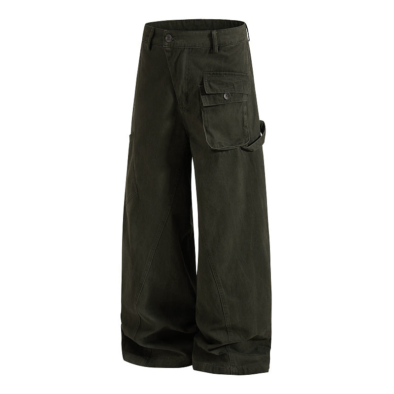 Yiaknis Wide-Leg Cargo Trousers, Thigh Pocket, Dark Green and Navy – photo 7