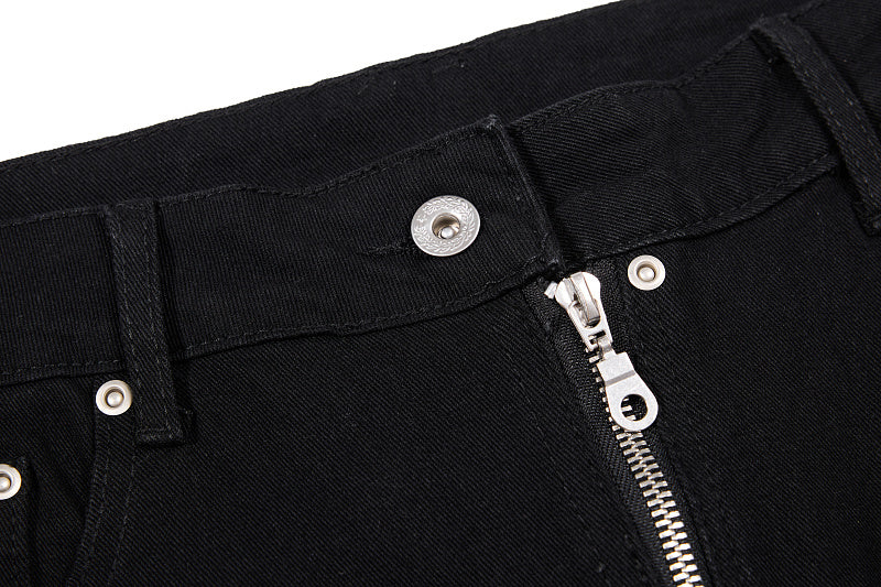 Yiaknis Black Flared Jeans with Long Leg Zips
