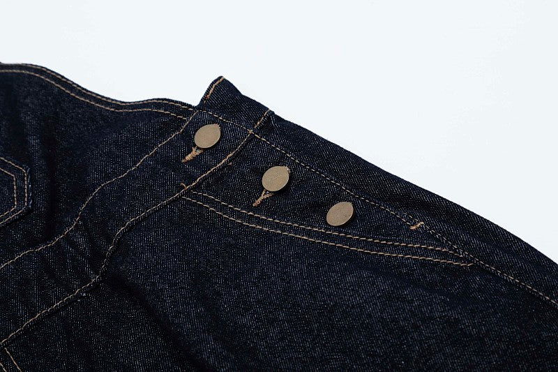 Yiaknis Dark Denim Cargo Overalls with Multiple Pockets - Wide Leg