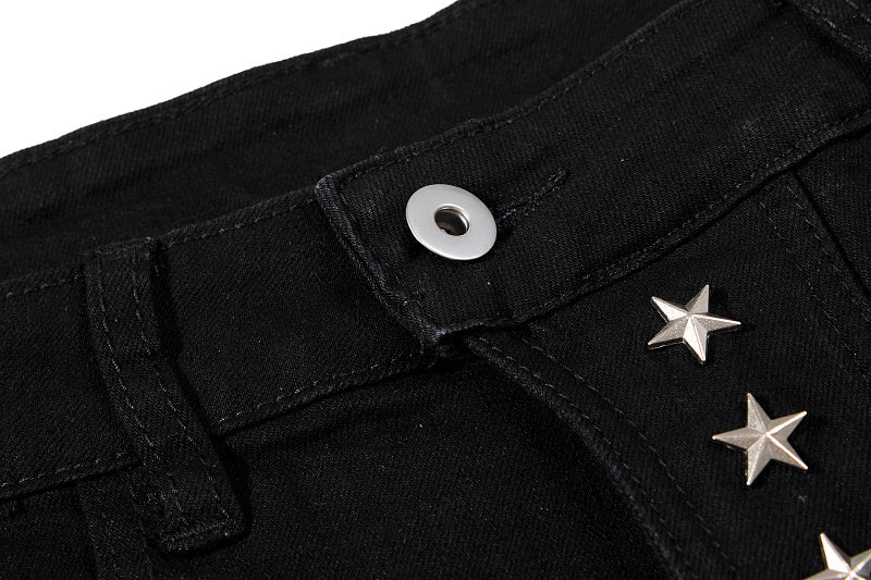 Yiaknis Flared Trousers with Star Studs on Fly Placket, Black – photo 7