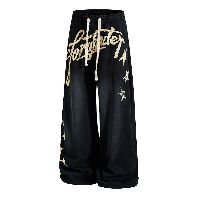 Yiaknis Wide-Leg Trousers, Script Letter, Black and Orange – photo 7