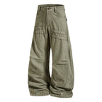 Yiaknis Wide-Leg Trousers with Button Fly and Flap Pockets, Khaki and Black – photo 7