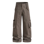 Yiaknis Grey and Brown Wide-Leg Cargo Trousers – photo 7